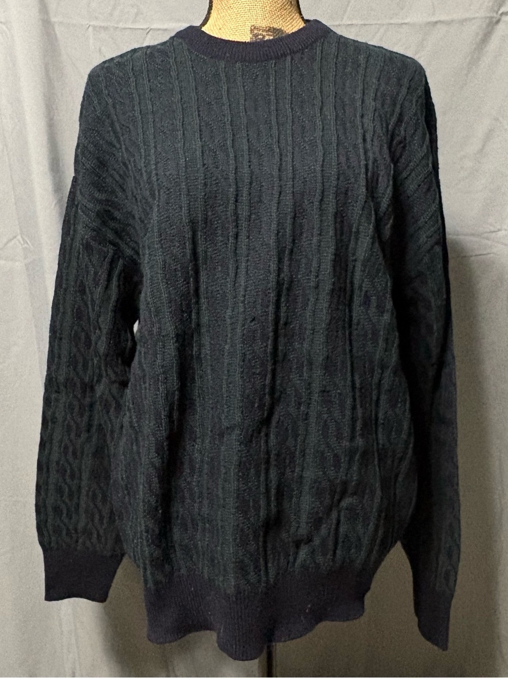 Vtg 80s/90s Brooks Brothers Merino Wool Cable-Knit Crewneck Sweater Italy